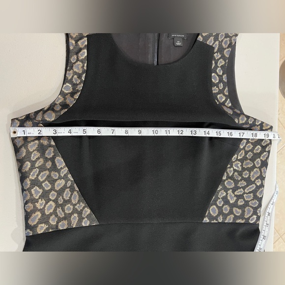 Anne Taylor color block dress, black with stylized leopard print. Size 12 EUC - Picture 8 of 13